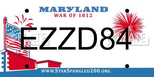 EZZD84 Maryland License Plate