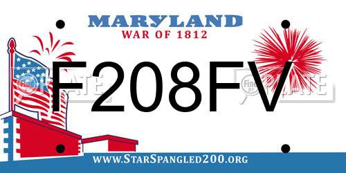 F208FV Maryland License Plate