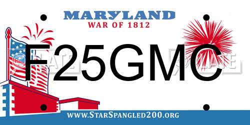F25GMC Maryland License Plate