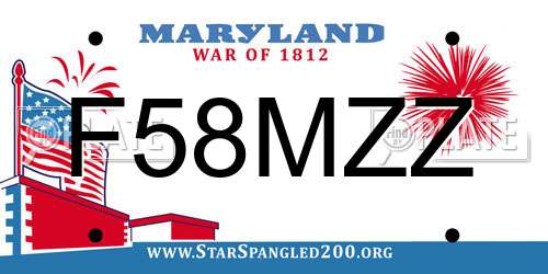 F58MZZ Maryland License Plate