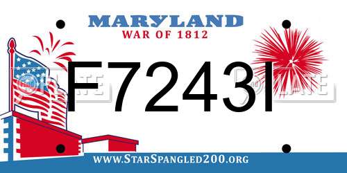 F7243I Maryland License Plate