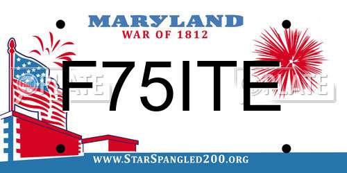 F75ITE Maryland License Plate