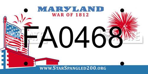 FA0468 Maryland License Plate