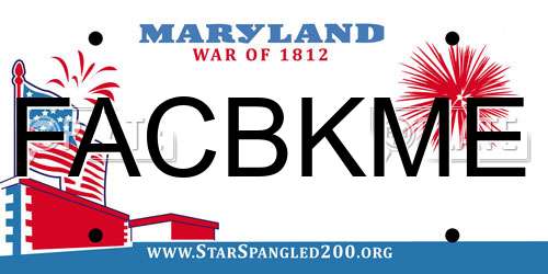FACBKME Maryland License Plate
