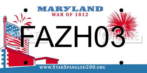 FAZH03 Maryland License Plate