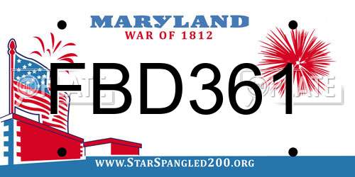 FBD361 Maryland License Plate