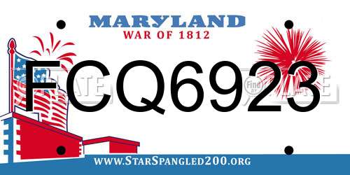 FCQ6923 Maryland License Plate