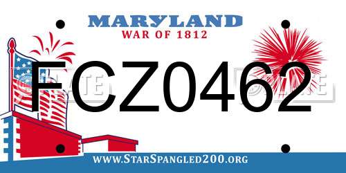 FCZ0462 Maryland License Plate
