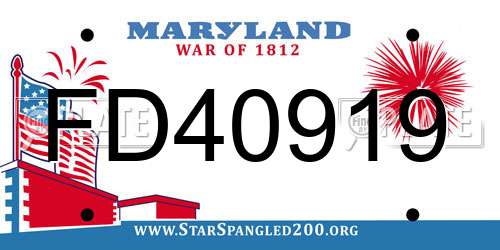 FD40919 Maryland License Plate