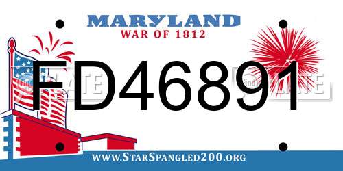 FD46891 Maryland License Plate