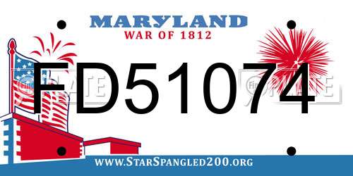 FD51074 Maryland License Plate