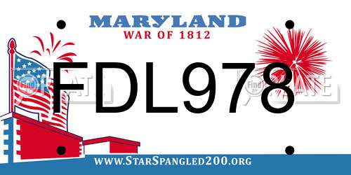 FDL978 Maryland License Plate