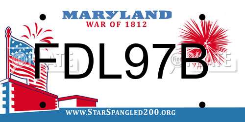FDL97B Maryland License Plate