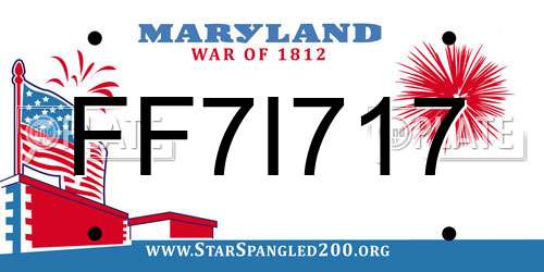 FF7I717 Maryland License Plate