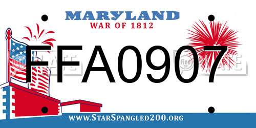 FFA0907 Maryland License Plate