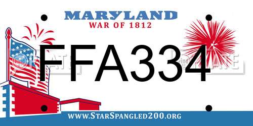FFA334 Maryland License Plate