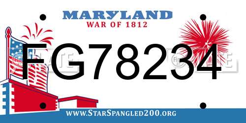 FG78234 Maryland License Plate