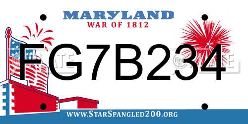 FG7B234 Maryland License Plate