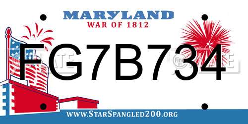 FG7B734 Maryland License Plate