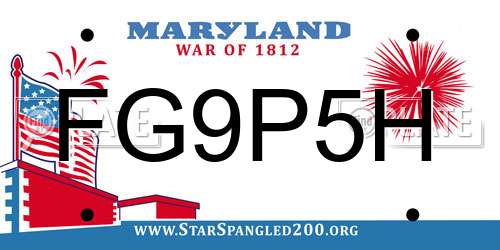 FG9P5H Maryland License Plate