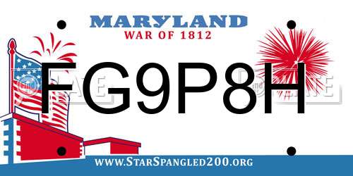 FG9P8H Maryland License Plate