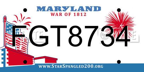 FGT8734 Maryland License Plate