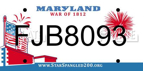 FJB8093 Maryland License Plate
