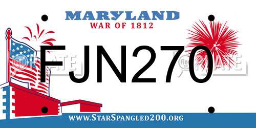FJN270 Maryland License Plate