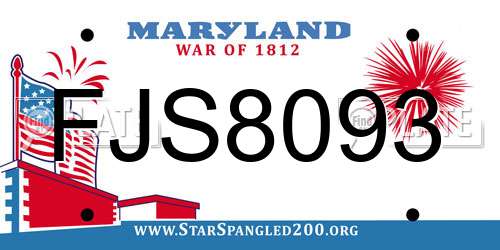 FJS8093 Maryland License Plate