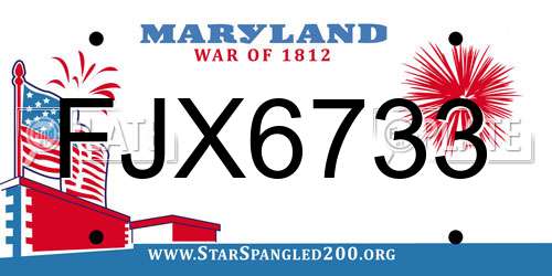 FJX6733 Maryland License Plate