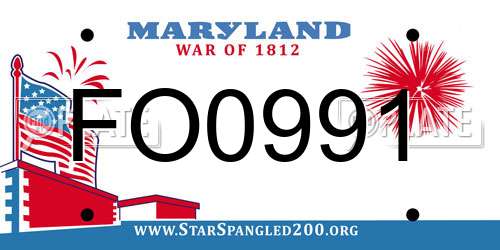FO0991 Maryland License Plate