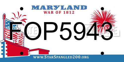 FOP5943 Maryland License Plate