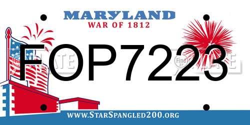 FOP7223 Maryland License Plate