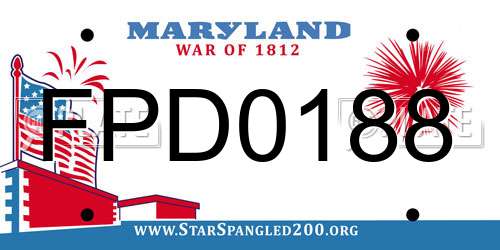 FPD0188 Maryland License Plate