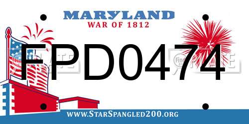 FPD0474 Maryland License Plate