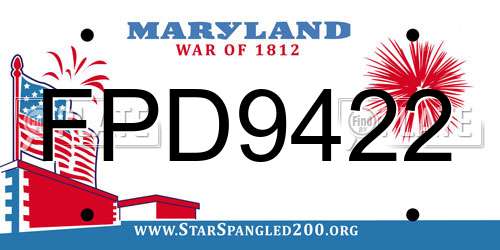 FPD9422 Maryland License Plate