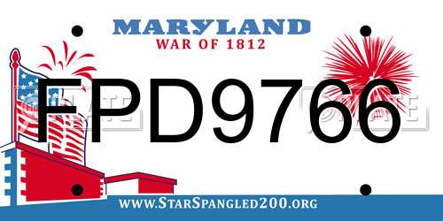 FPD9766 Maryland License Plate