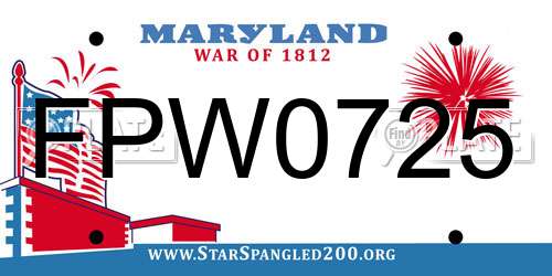 FPW0725 Maryland License Plate