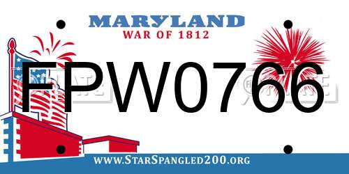 FPW0766 Maryland License Plate
