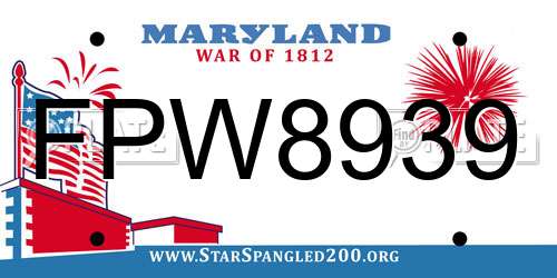 FPW8939 Maryland License Plate
