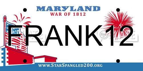 FRANK12 Maryland License Plate