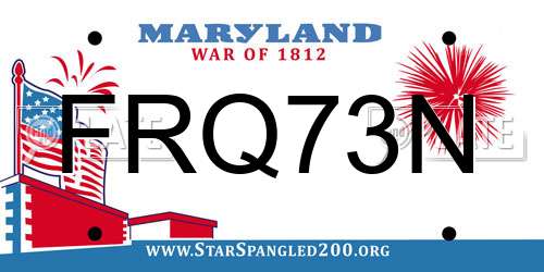 FRQ73N Maryland License Plate