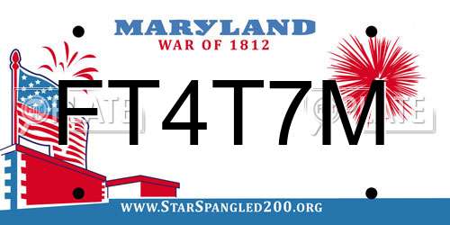 FT4T7M Maryland License Plate