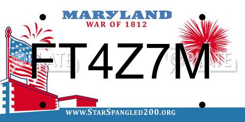 FT4Z7M Maryland License Plate