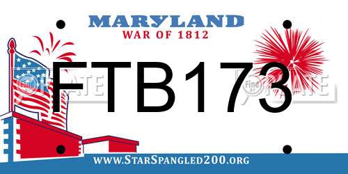 FTB173 Maryland License Plate