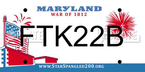 FTK22B Maryland License Plate