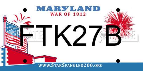 FTK27B Maryland License Plate