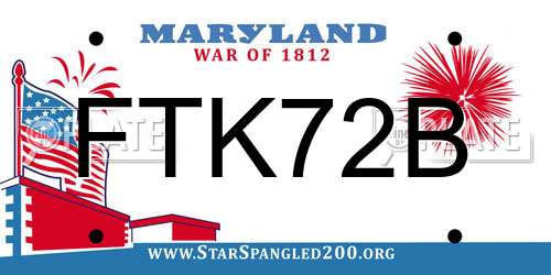 FTK72B Maryland License Plate