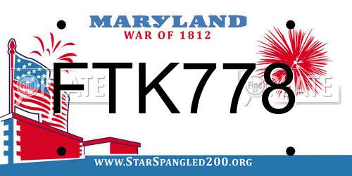 FTK778 Maryland License Plate