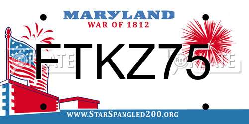FTKZ75 Maryland License Plate